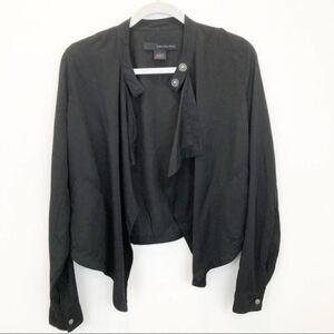 Calvin Klein Black Waterfall Open Front Lightweight Jacket Size Medium